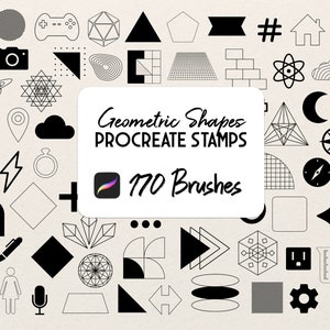 170 幾何学的基本形状 Procreate スタンプ ブラシ セット