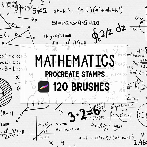 Mathematics handwritten doodle Scribble Procreate Stamp brush Set