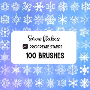 100 Snowflakes Snow Procreate Stamp brush Set