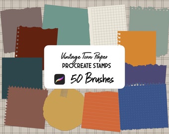 Torn paper digital stickers Procreate Stamp brush Set