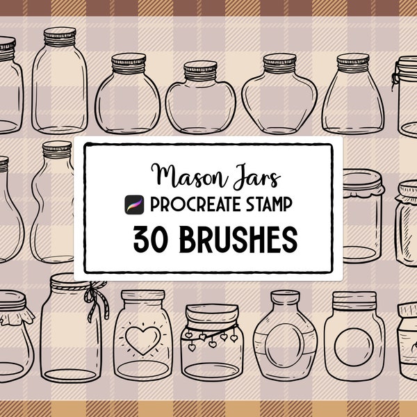 Mason Jar set Procreate Stamp brush Set
