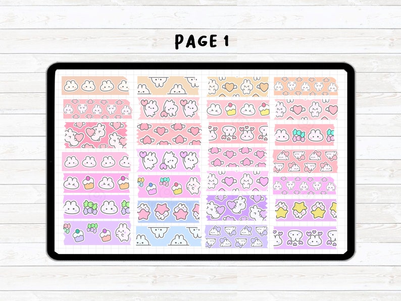 Cute Washi Tape Digital Stickers Set for Goodnotes Individual - Etsy