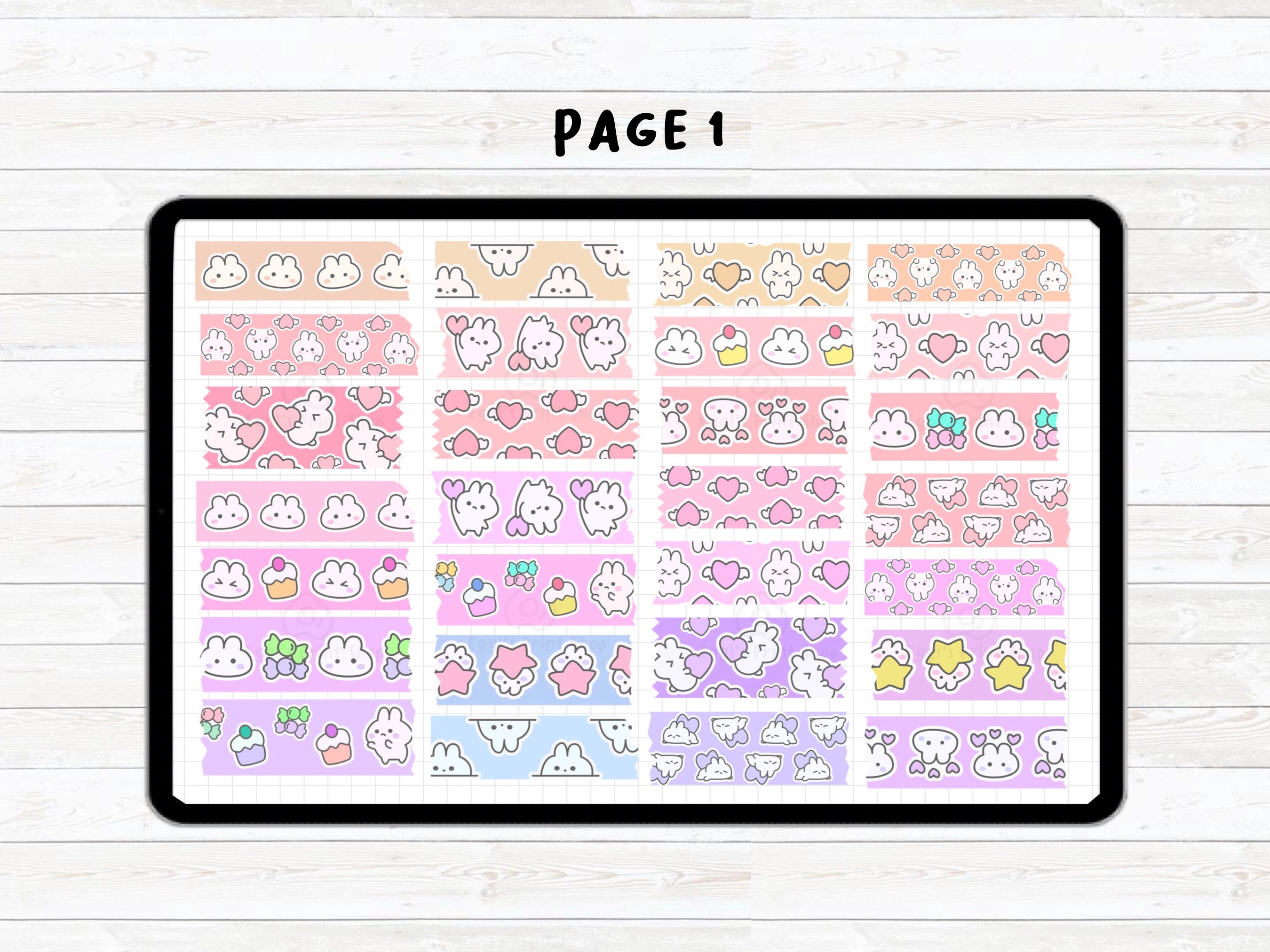 Cute Washi Tape Digital Stickers Set for Goodnotes, Individual Pngs ...