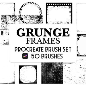 Cornici grunge Procreate Stamp set di pennelli