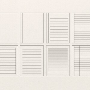 May include: Eight blank pages with different line styles. The pages are white with black lines. The pages are arranged in two rows of four.