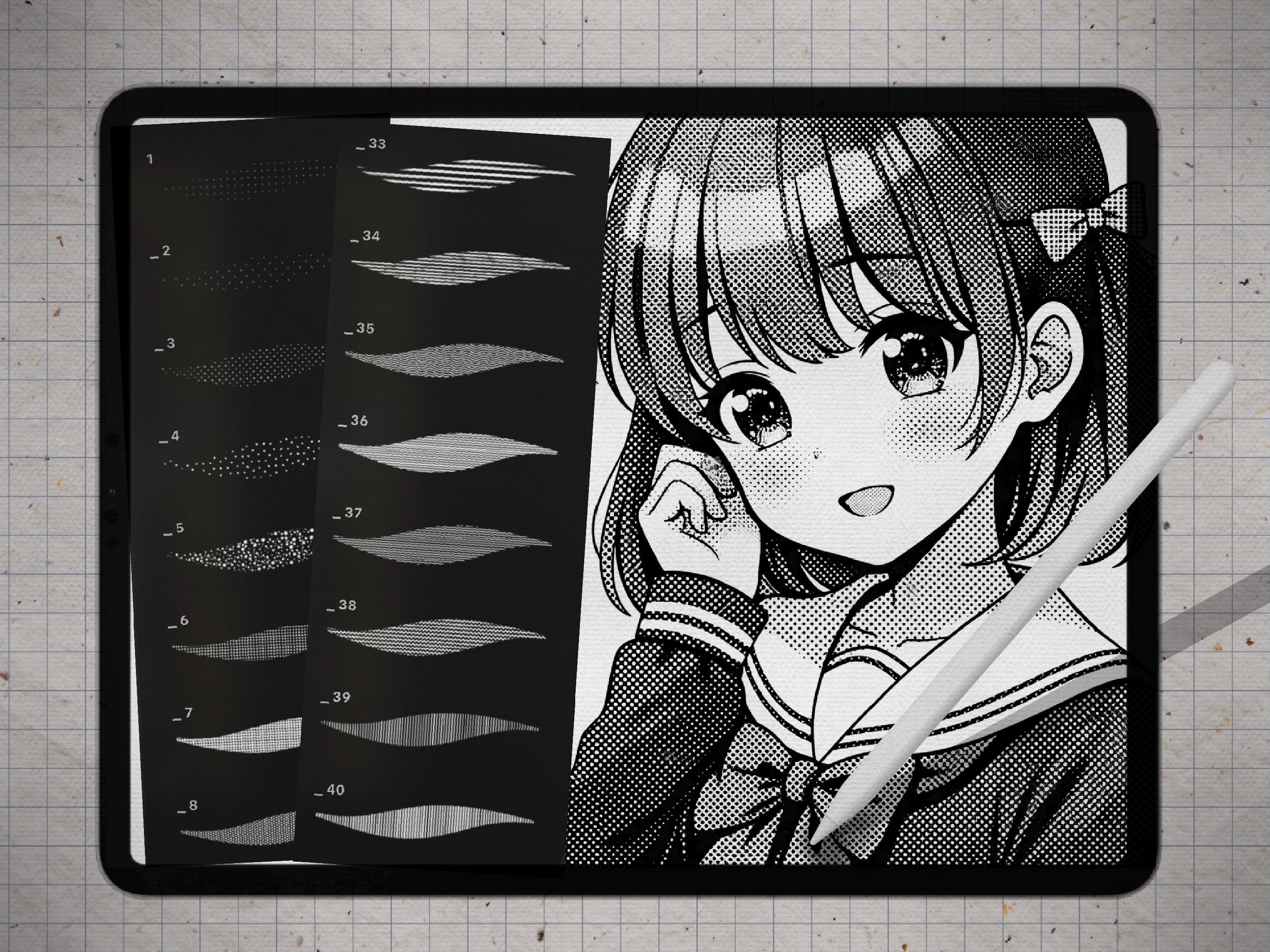 【25,000円相当】漫画セット　スクリーントーン×35　ペン先　インク　他 マンガProcreateブラシセット、ハーフトーン、スクリーントーン