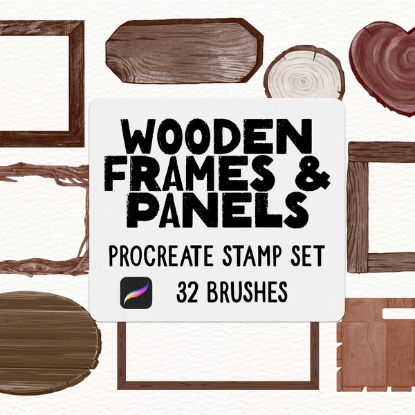 Wooden frames & panels Procreate Stamp brush Set