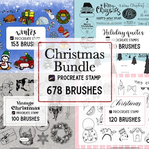 Natale e festività natalizie Bundle Procreate Stamp Brush Set