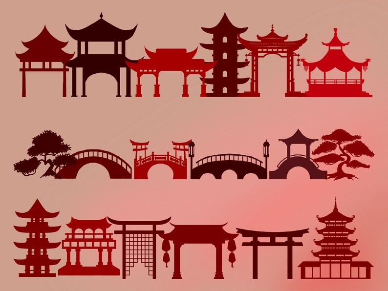 Chinese Buildings Procreate Stamp Brush Set - Etsy