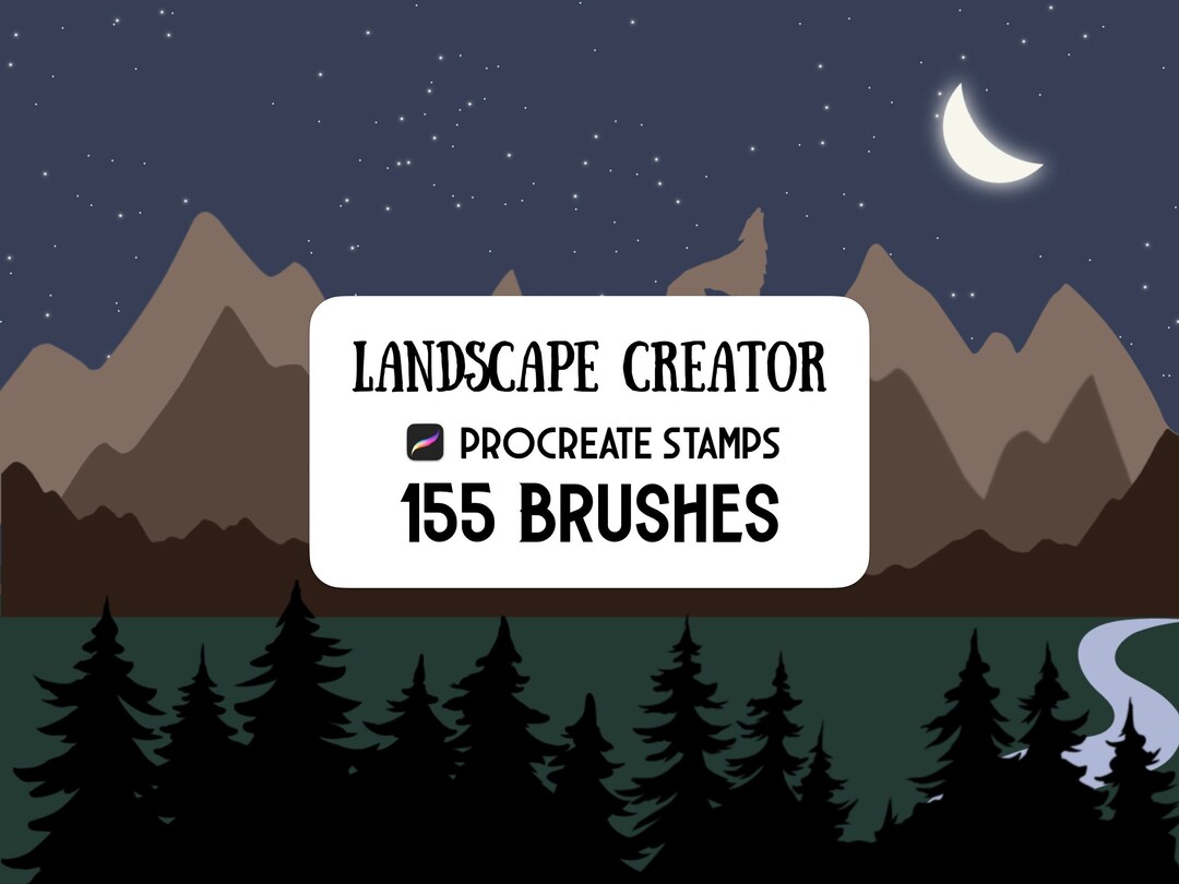 Landscape Creator Procreate Stamp Brush Set - Etsy