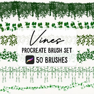 Vine Lines Procreate brush Set, foliage stamp