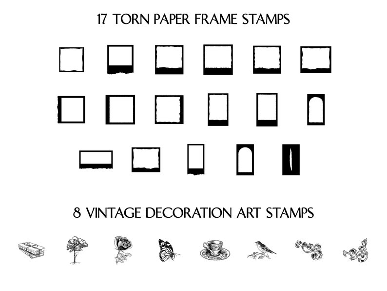 Set di pennelli per timbro Procreate con effetto carta strappata vintage immagine 3