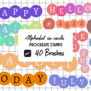 40 Alfabeto en círculo Procreate Stamp brush Set