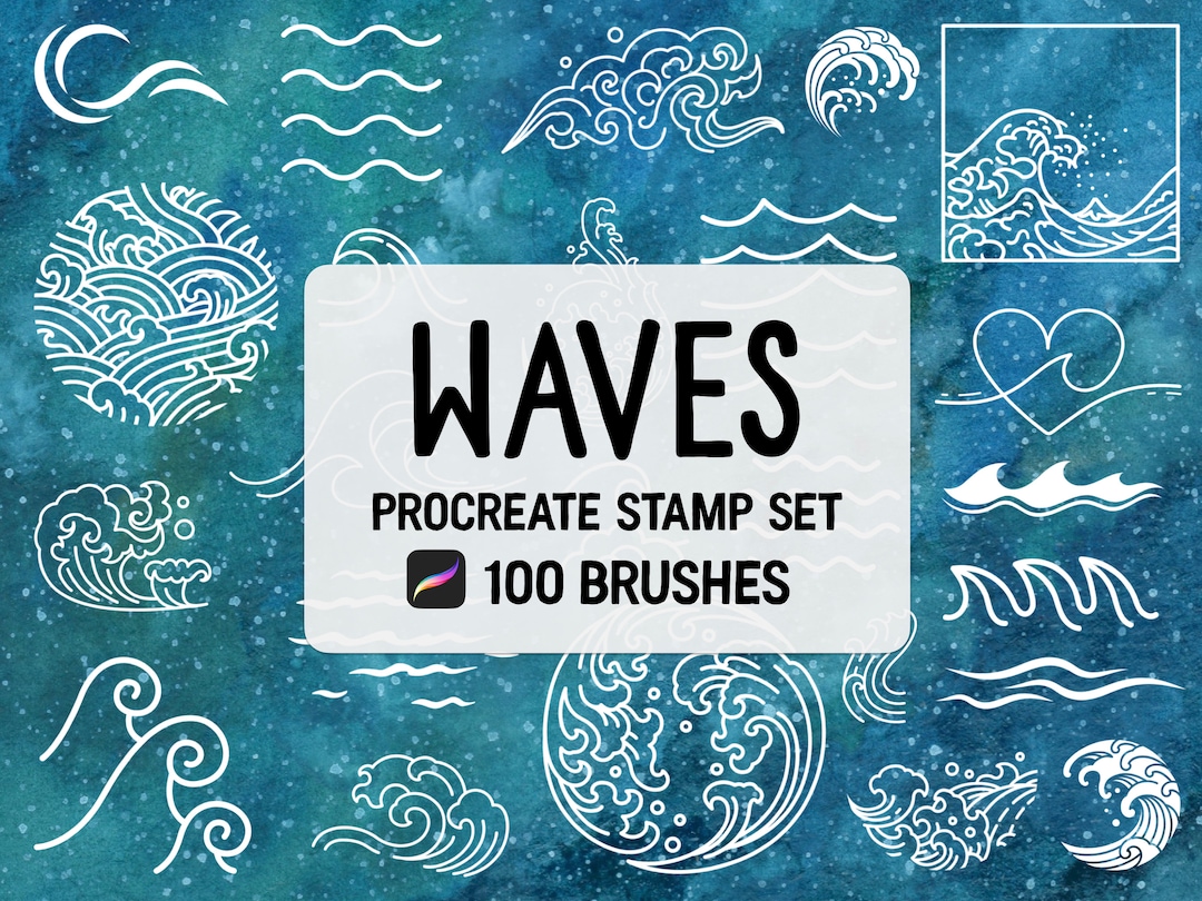Waves Procreate Stamp Brush Set - Etsy