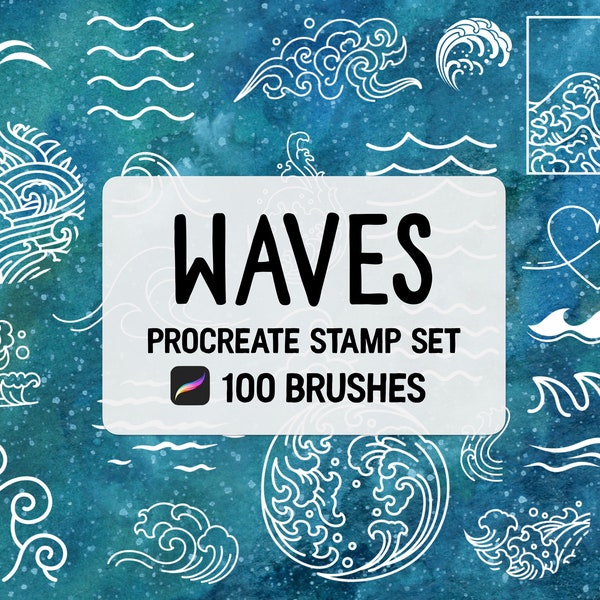 Waves Procreate Stamp brush Set