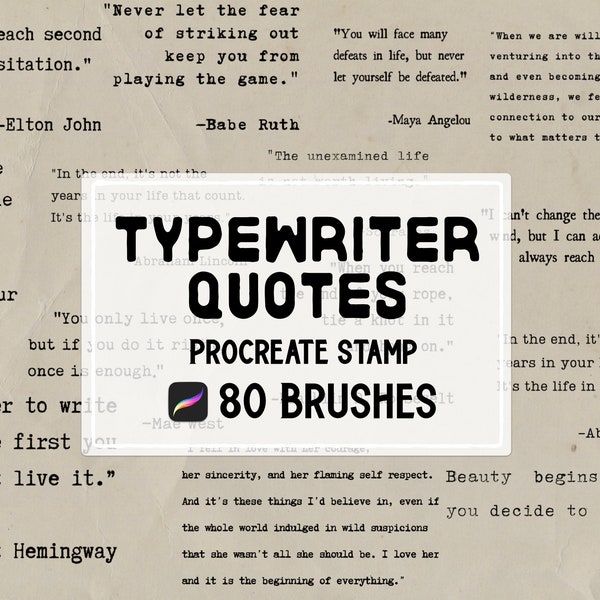 Typewriter Quotes Procreate Stamp brush Set