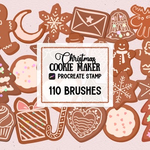 110 Christmas Cookie Maker Procreate Stamp brush Set