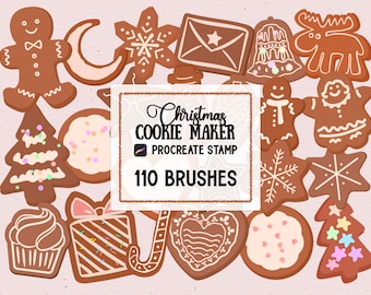 110 Christmas Cookie Maker Procreate Stamp brush Set