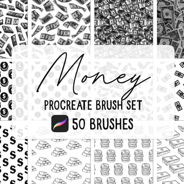 Money Patterns Procreate brush and stamp set