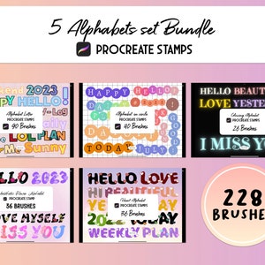 5 Alphabet Procreate Stempelpinsel Set Bundle