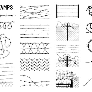Barbed Wire & Fence Procreate Brush Set - Etsy