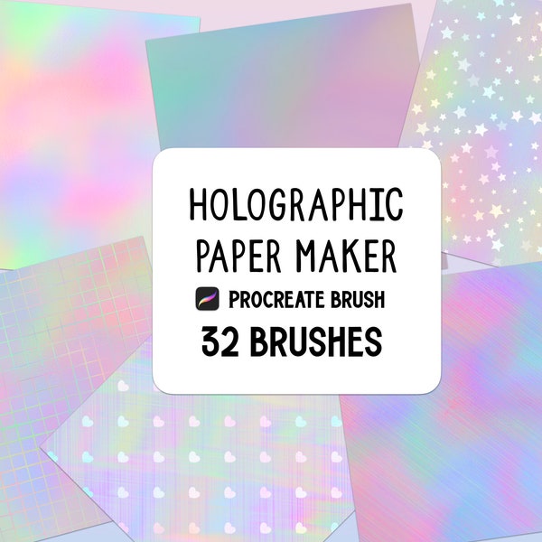 Holographic & iridescent Texturized Paper Maker Procreate brush Set, Glitter, Shimmer pattern