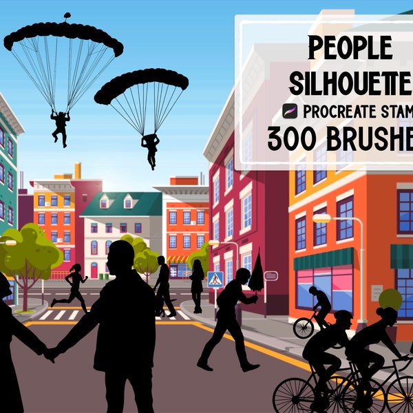 300 Menschen Silhouette Procreate Stempel Pinsel Set