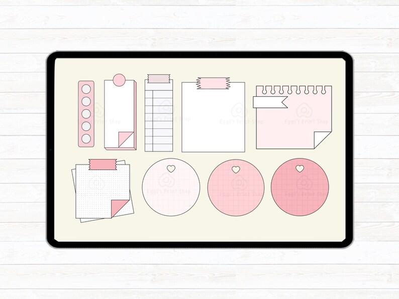 Pink Sticky Notes Digital Stickers Set - Goodnotes File, Individual PNG ...