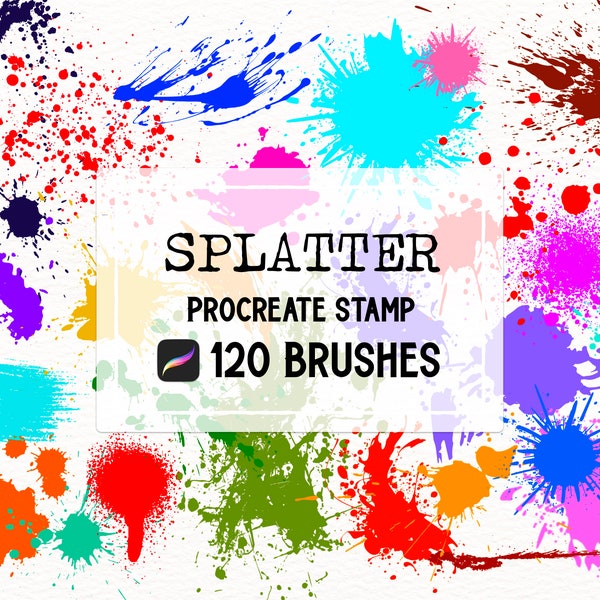Splatter & Splashes Procreate Stamp brush Set, pintura, acuarela, goteo, sangre