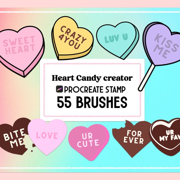 Heart Candy Creator Valentine's day Procreate Stamp brush Set