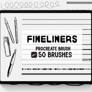 Fine liner Procreate brush Set - Fineliners, Stipple Brushes, Pen, Pencil, inking, doodle