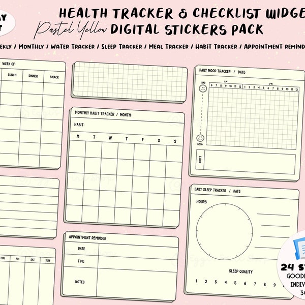 Health Tracker & checklist widget digital stickers set