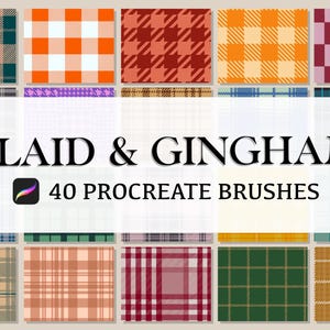 40 Set di pennelli Procreate con motivo a quadri a quadretti