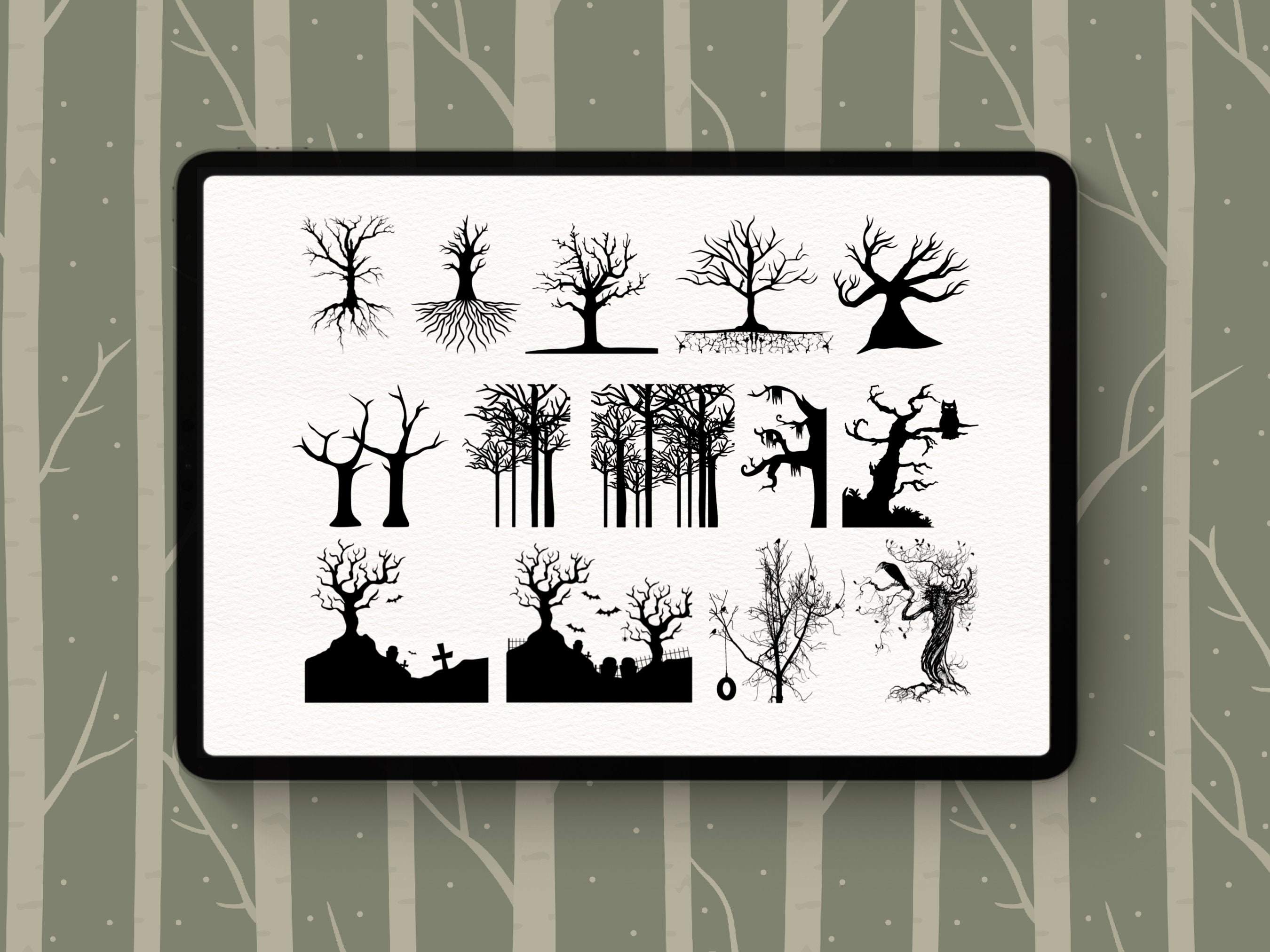 Dead Trees & Leafless Trees Procreate Stamp Brush Set - Etsy