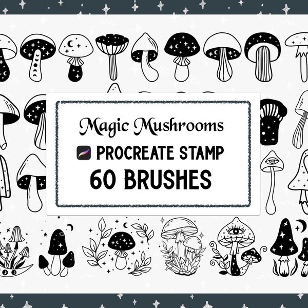 Mystical Magic Mushroom Procreate Stamp brush Set