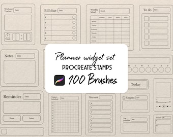 Digital Planners widget Procreate Stamp brush Set