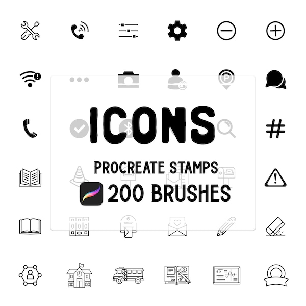 Everyday Icons Procreate Stamp brush Set