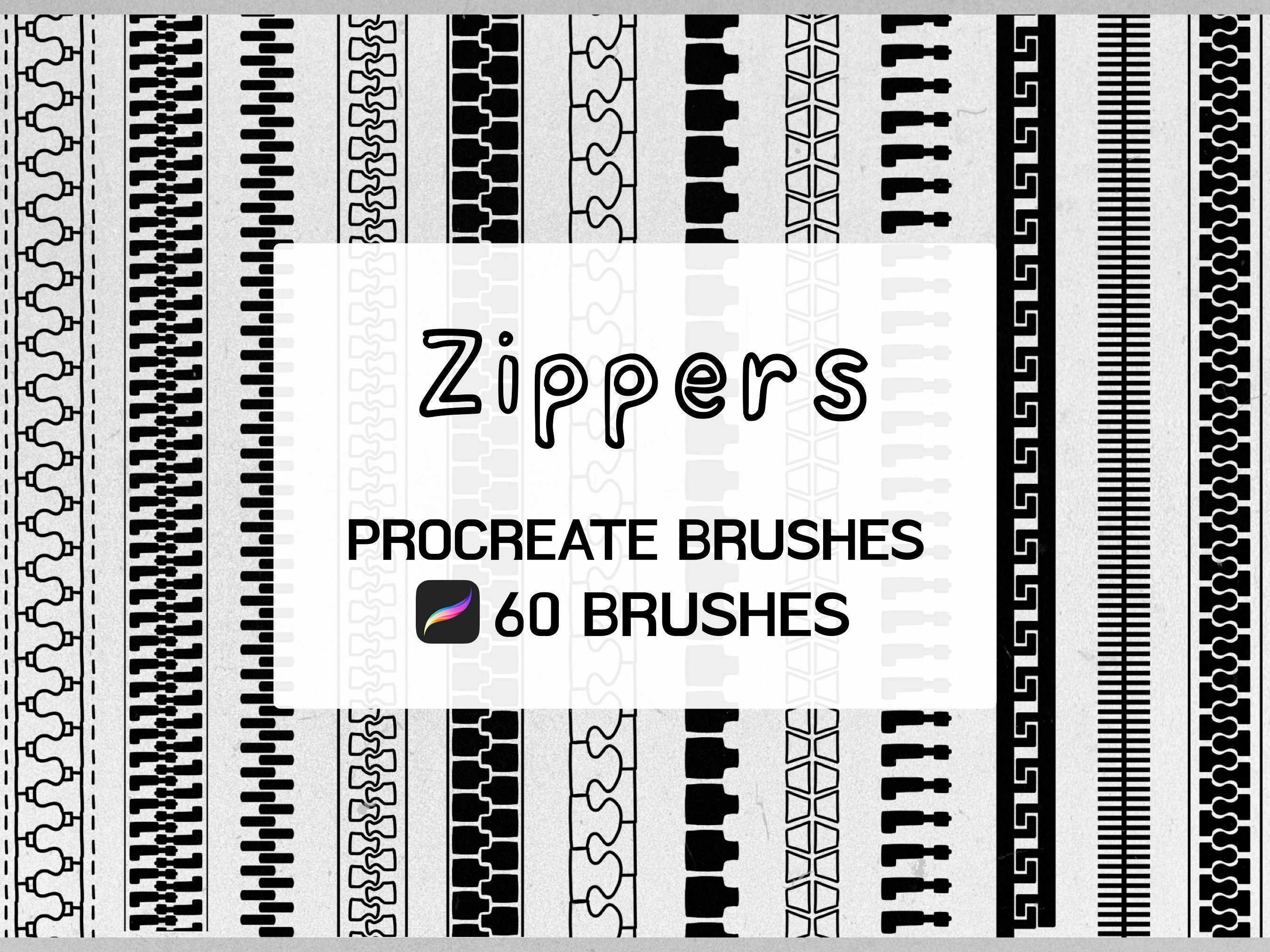 Set de pinceles Zipper para Procreate — 60 sellos y texturas de cremalleras sin costura para iPad