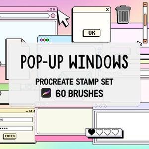 Widget Procreate Stamp dell'interfaccia utente popup di Windows, set di pennelli