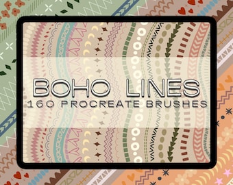 Boho Border & Divider Lines Procreate brush Set