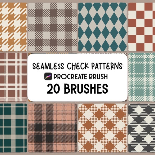 20 Check Plaid Pattern Procreate Brush Set Etsy