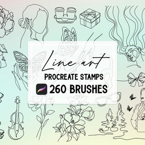 Set di pennelli per timbri Procreate Line Art minimalista