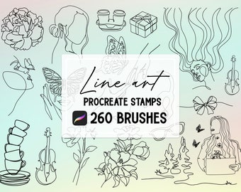 Minimalist Line Art Procreate Stamp brush Set