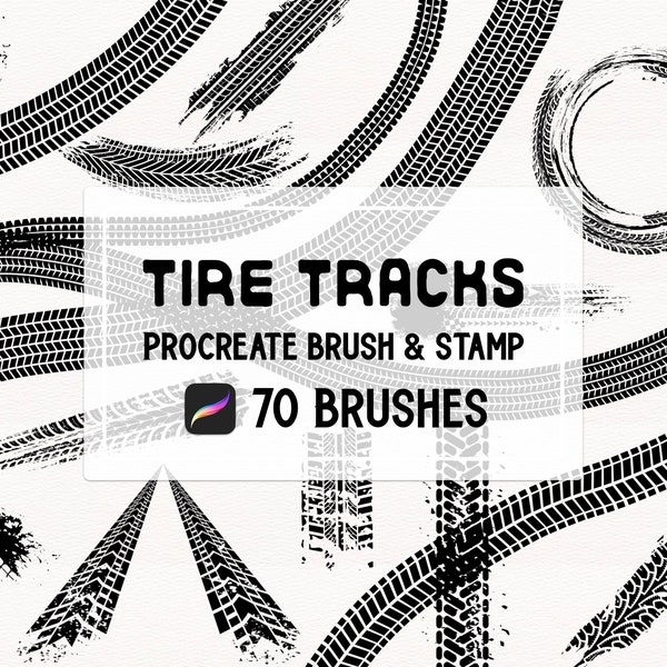 Tire tracks Procreate brush Set - Cars, truck, tires