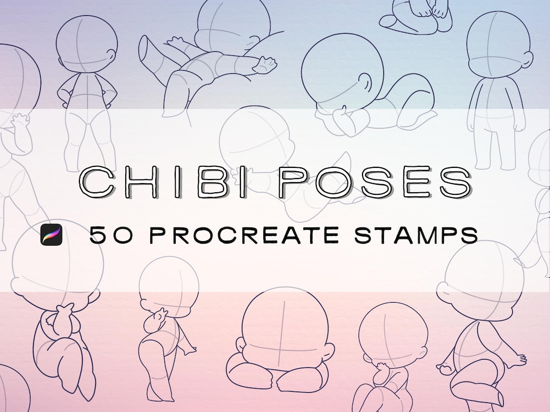 Chibi Character Body Pose Procreate Stamp Brush Set - Etsy