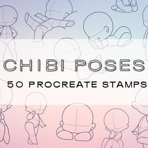 Chibi Character Body Pose Procreate Stamp brush Set