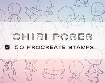 Chibi Character Body Pose Procreate Stamp brush Set