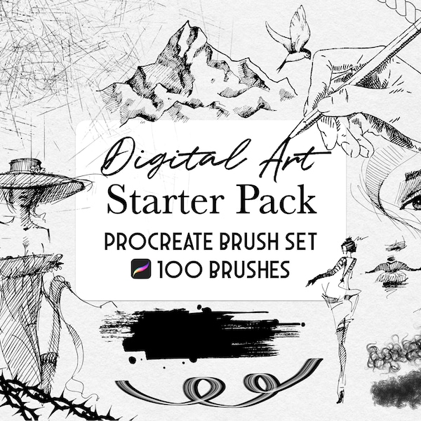 Art Starter Procreate brush Set - Fineliners, drawing, Sketching, Pen, Pencil, inking, doodle