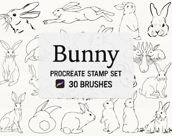Bunny Rabbit Procreate Stamp brush Set