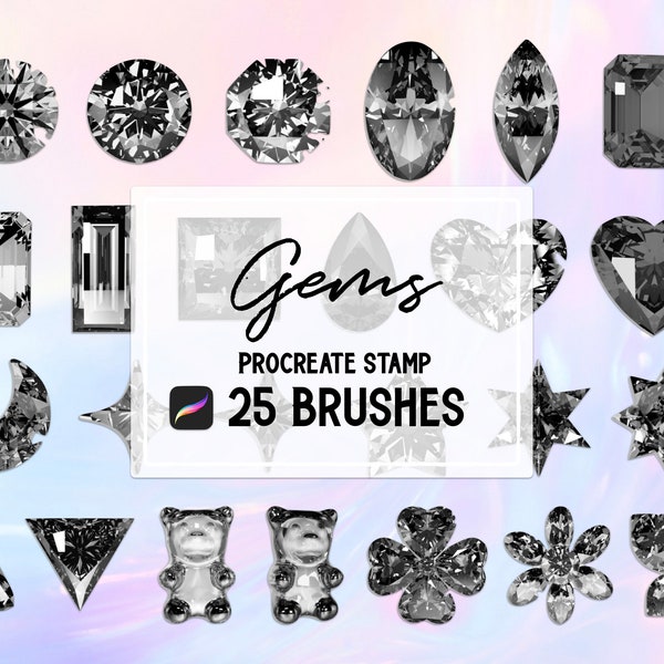 Realistic Jewelry Gem Stamp Procreate brush Set 2